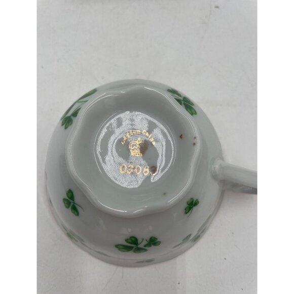 Lefton China Shamrock Tea Cup & Saucer Set With Gold Trim Porcelain - Picture 4 of 6